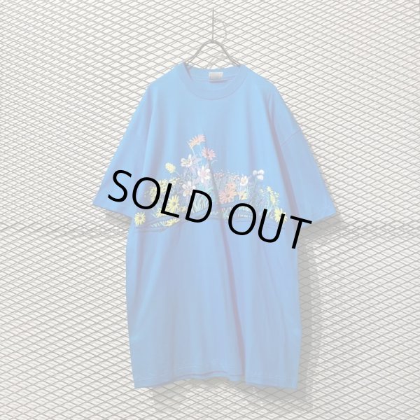 画像1: Used - 90's Flower Over Tee (Blue) (1)