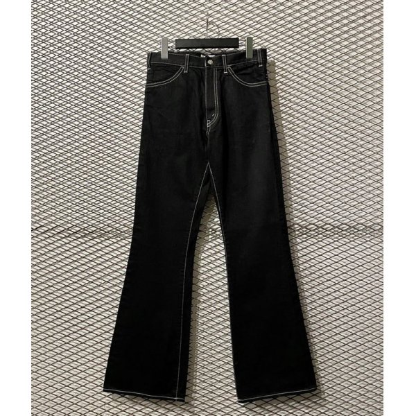 画像1: yotsuba - Flared Denim Pants (Black) (1)