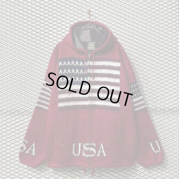 画像1: RUMINAHUI - Hairy Stars and Stripes Hoodie (Red) (1)