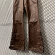 画像3: TORNADO MART - Lace-up Coating Flared Pants (Brown) (3)