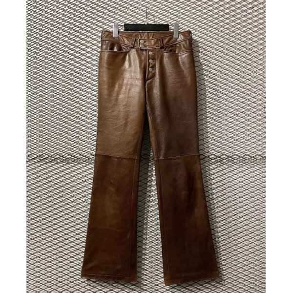 画像1: TORNADO MART - Cow Leather Flared Pants (1)