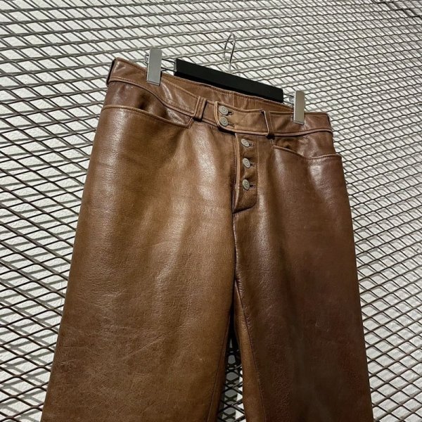 画像2: TORNADO MART - Cow Leather Flared Pants (2)