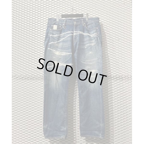 画像1: WHIZ LIMITED - "WIRE" Damage & Repair Denim Pants (1)