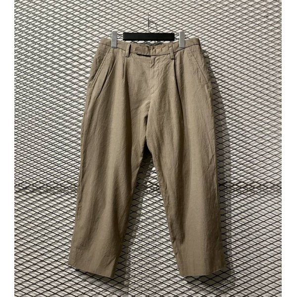 画像1: Kolor - 1-Tuck Linen Cropped Slacks (1)