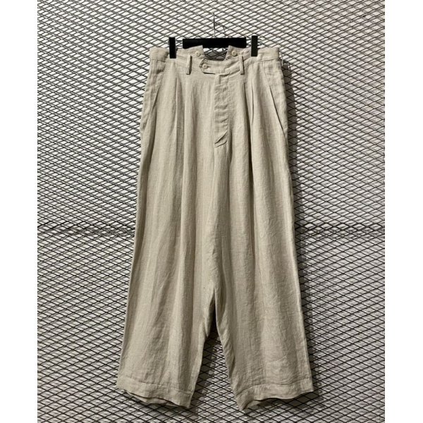 画像1: Y's - 2-Tack Linen Wide Slacks (1)