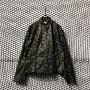 画像: Used - Python Pattern Fake Leather Jacket (Khaki)