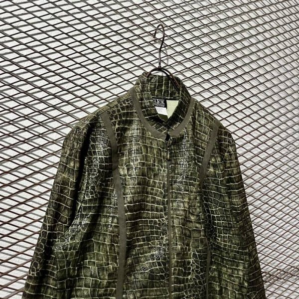 画像2: Used - Python Pattern Fake Leather Jacket (Khaki) (2)