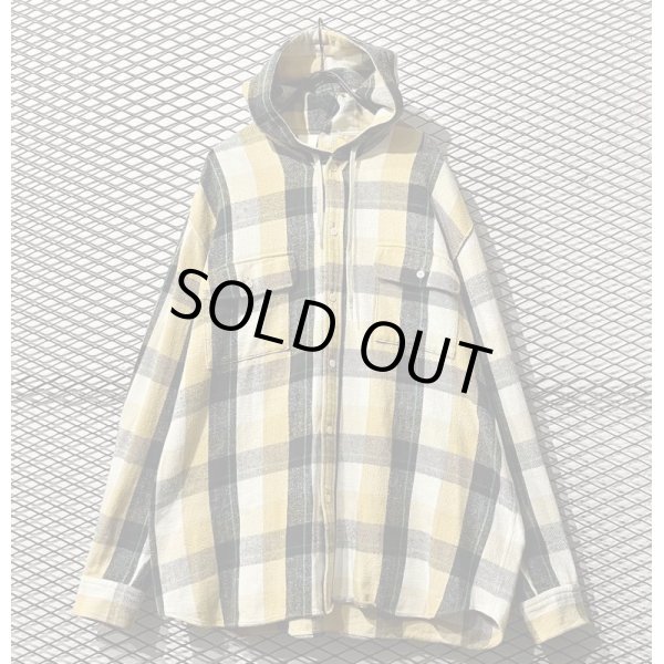 画像1: PHENOMENON - Block Check Over Hooded Flannel Shirt (XXL) (1)