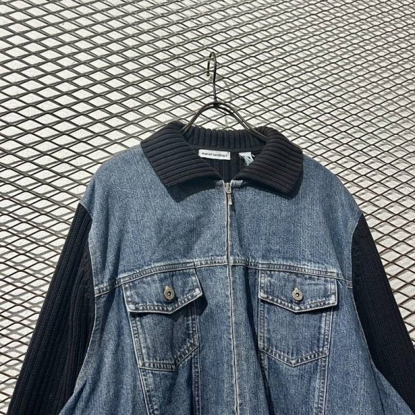 画像2: marsh landing - 90's Denim Switching Knit Jacket (2)