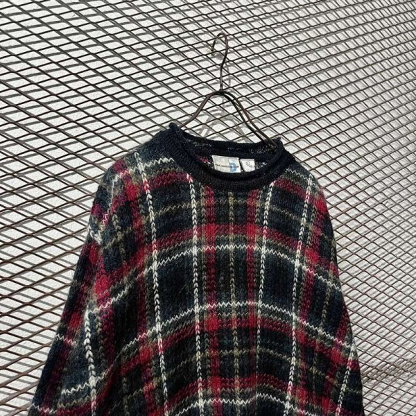 画像2: Used - Tartan Check Mohair Blend Knit (2)