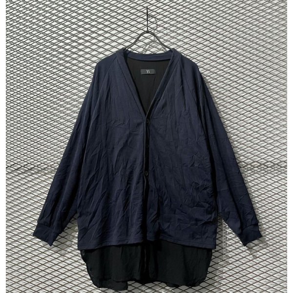 画像1: Y's - Wrinkled Layered Design Cardigan (1)