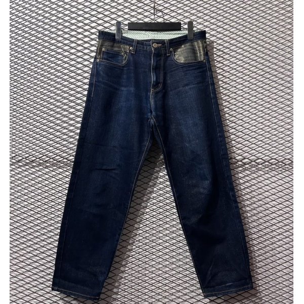 画像1: REVOLVER - Lame Switching Wide Denim Pants (1)