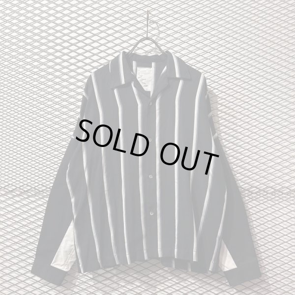 画像1: SHAREEF - Switching Striped Open Collar Shirt (1)