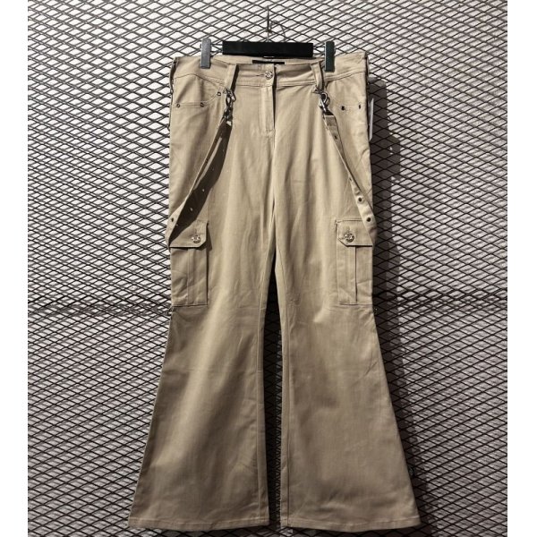 画像1: ILLIG - Suspender Design Flare Cargo Pants (L) (1)