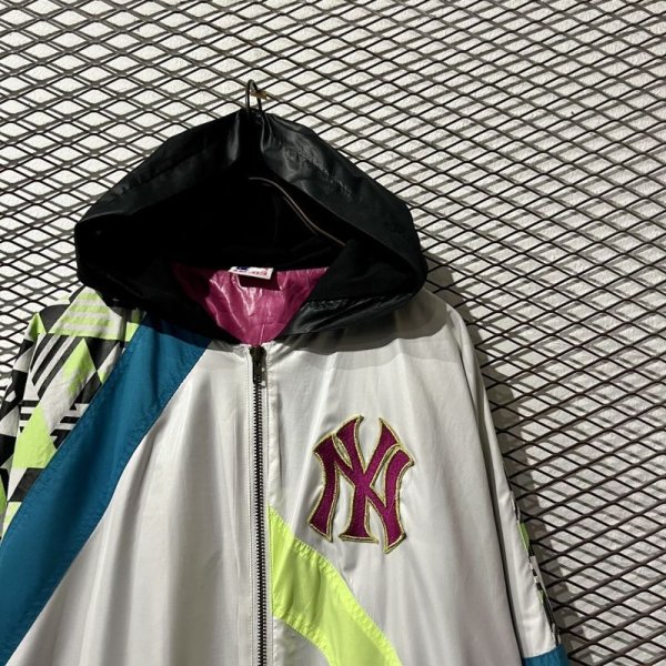 画像4: Used - "NY" Switching Zip-up Hoodie Jacket (4)