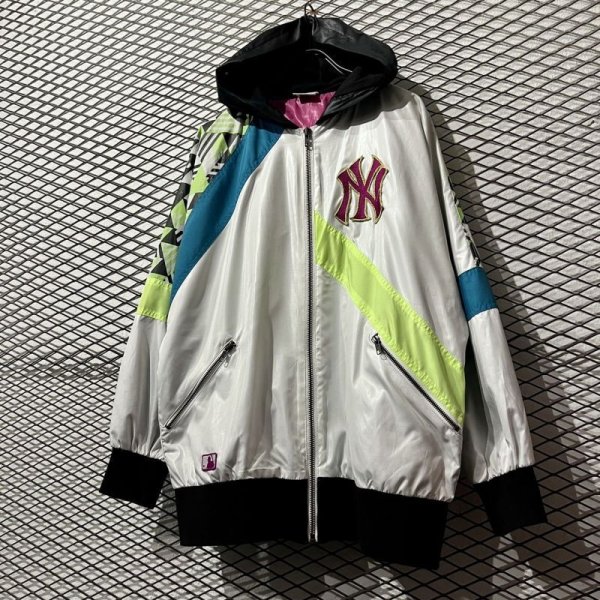 画像3: Used - "NY" Switching Zip-up Hoodie Jacket (3)