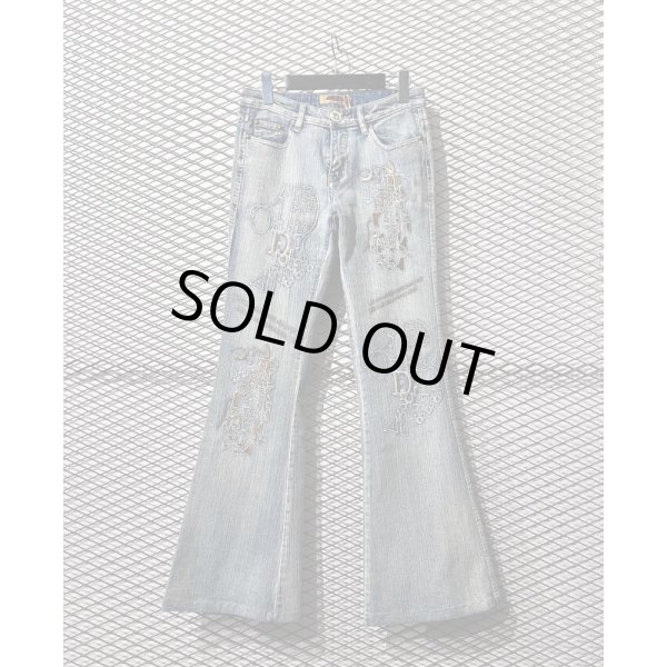 画像1: LAN - Embroidery & Decoration Flare Denim Pants (1)