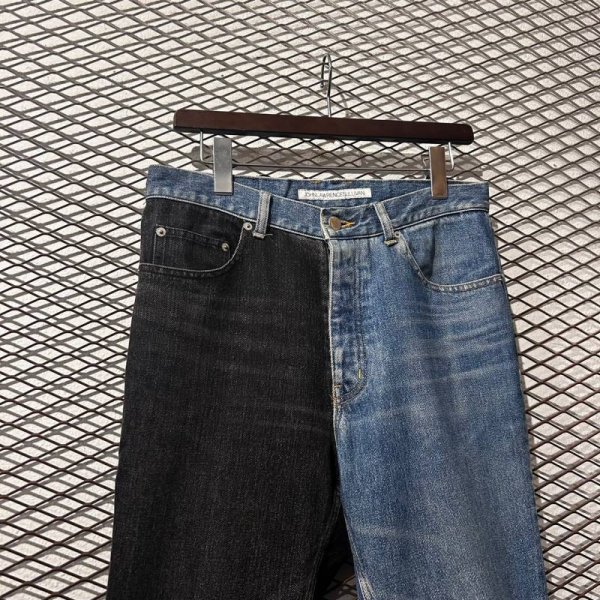 画像2: JOHN LAWRENCE SULLIVAN - Two-tone Switching Denim Pants (2)