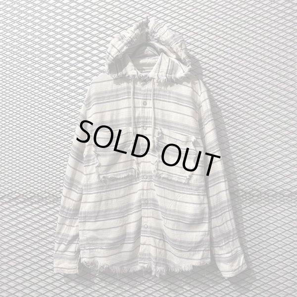 画像1: goa - Frayed Check Hoodie Shirt (1)