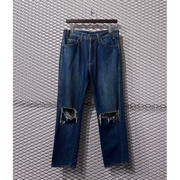 画像1: UNUSED - Damaged Denim Pants (1)