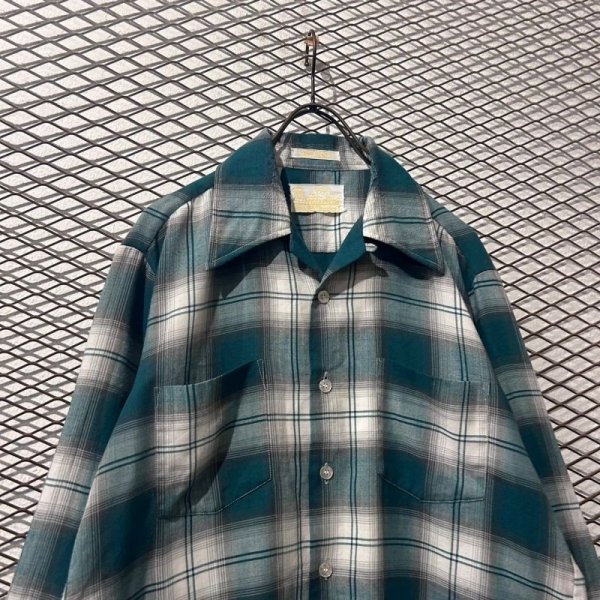 画像2: Sears - 70's Ombre Check Open Collar Shirt (2)