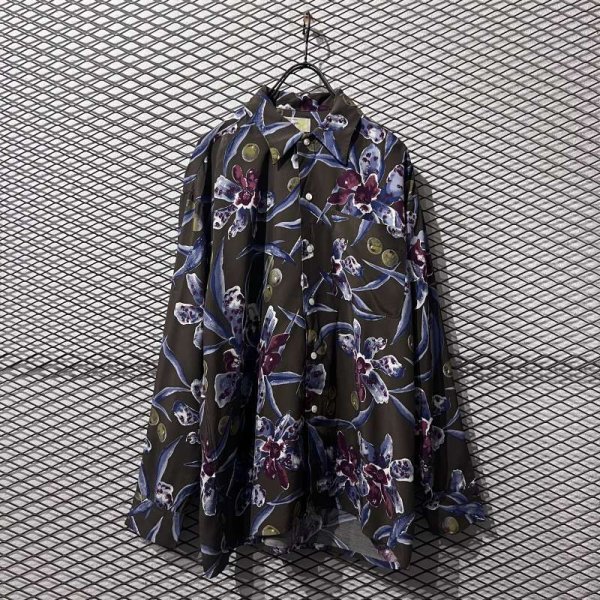 画像1: Used - Flower Pattern Rayon Shirt (1)