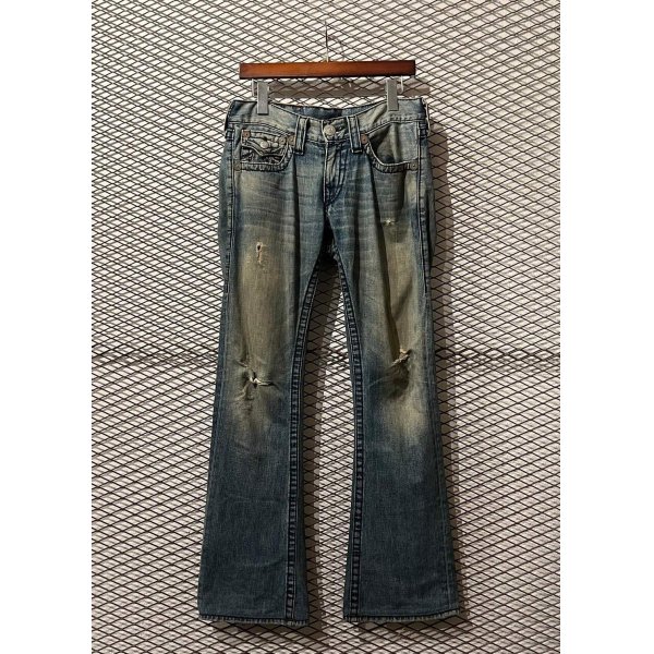 画像1: TRUE RELIGION - Damaged Flare Denim Pants (1)