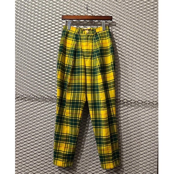 画像1: Y's - 90's 3D Cutting Check Pants (BORO) (1)