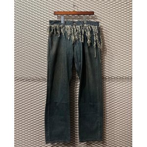 画像: balance wear design - Fringe Docking Wide Denim Pants