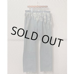 画像: balance wear design - Fringe Docking Wide Denim Pants