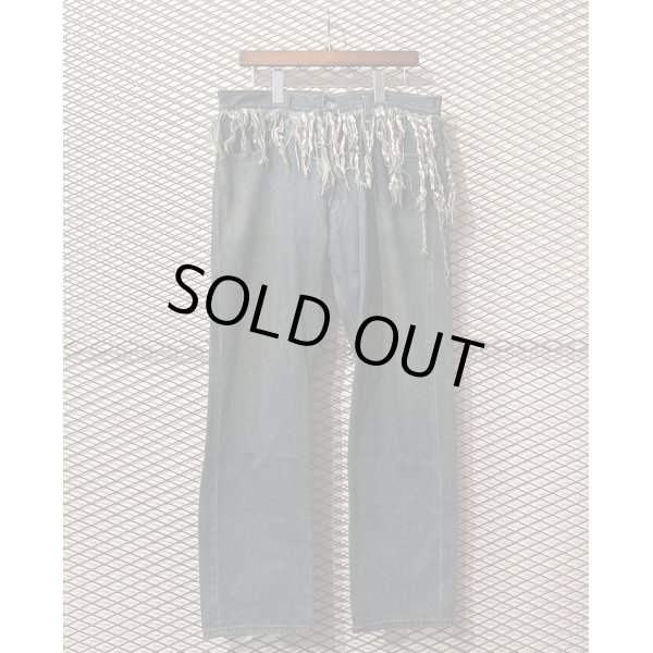 画像1: balance wear design - Fringe Docking Wide Denim Pants (1)