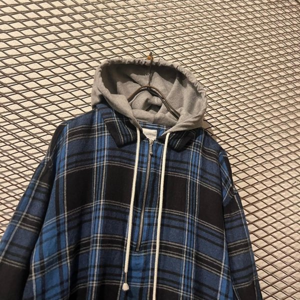 画像2: Name. - Flannel Docking Half Zip Hoodie (2)