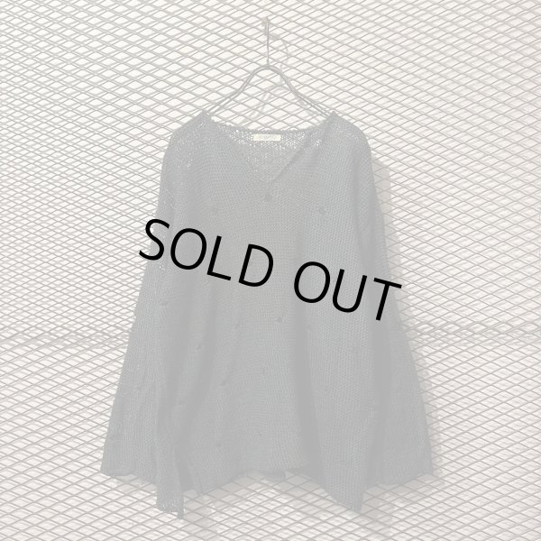 画像1: VIVAYOU - 00's Damaged V-neck Linen Knit (1)
