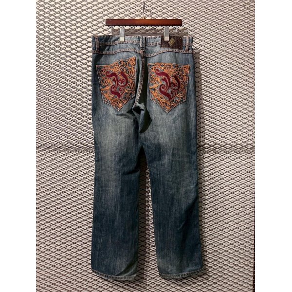 画像1: Pelle Pelle - 00's Embroidered Wide Denim Pants (1)