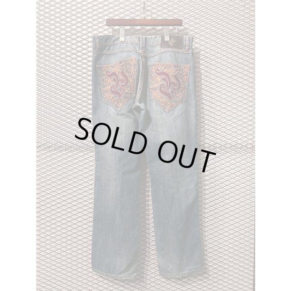 画像1: Pelle Pelle - 00's Embroidered Wide Denim Pants (1)
