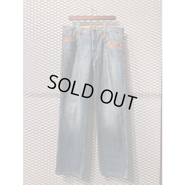 画像2: Pelle Pelle - 00's Embroidered Wide Denim Pants (2)