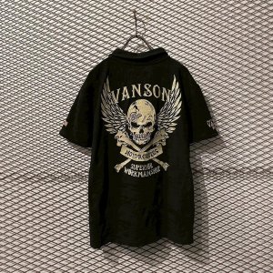 画像: VANSON - Skull Embroidery Crinkled Polo Shirt