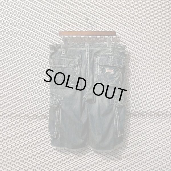 画像1: TRUE RELIGION - Thick Stitch Wide Denim Shorts (1)