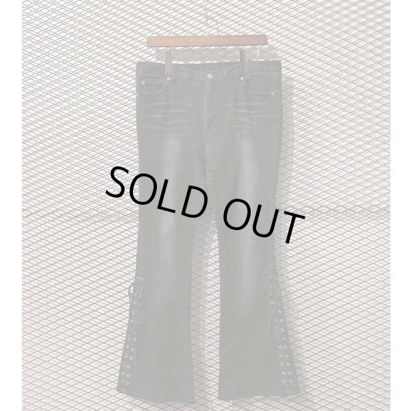 画像1: Used - Lace-up Flared Denim Pants (1)