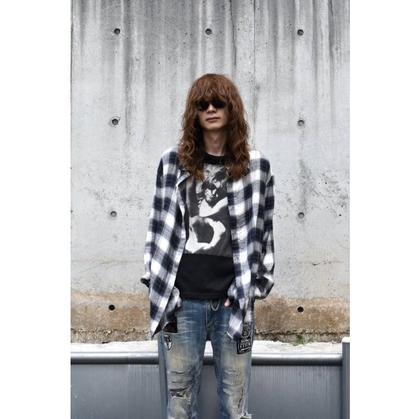 画像1: unknown - Frayed Ombre Check L/S Shirt (1)