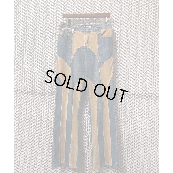 画像1: RIVAL - Switching Flared Denim Pants (1)