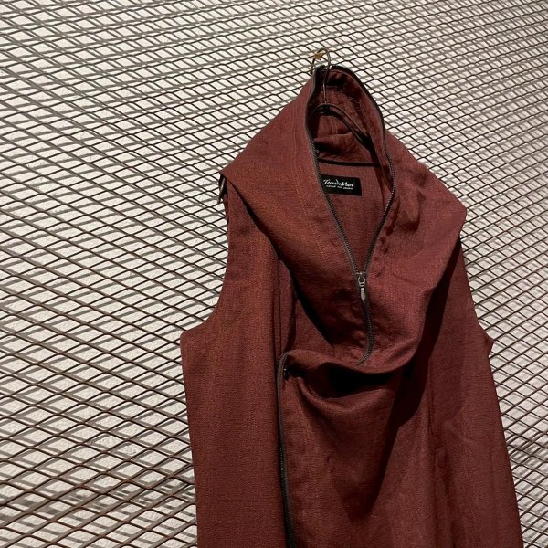 画像2: TORNADO MART - Draped Zip-up Hooded Vest (2)