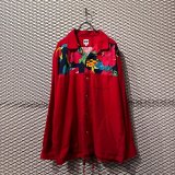 画像: AiE - Floral Switching Corduroy Open Collar Shirt