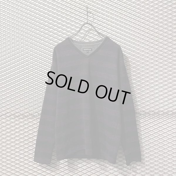 画像1: semantic design - Border V-neck Knit (1)