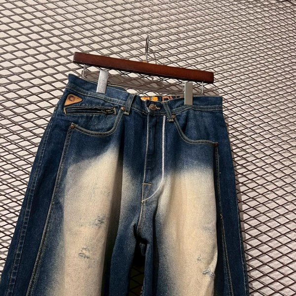 画像2: akademiks - 00's Hard Bleach Damage Denim Pants (2)