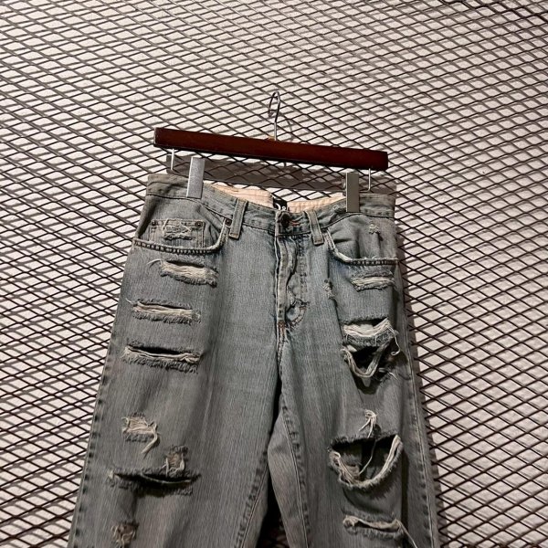 画像2: D&G - 00's Hard Crush Denim Pants (2)