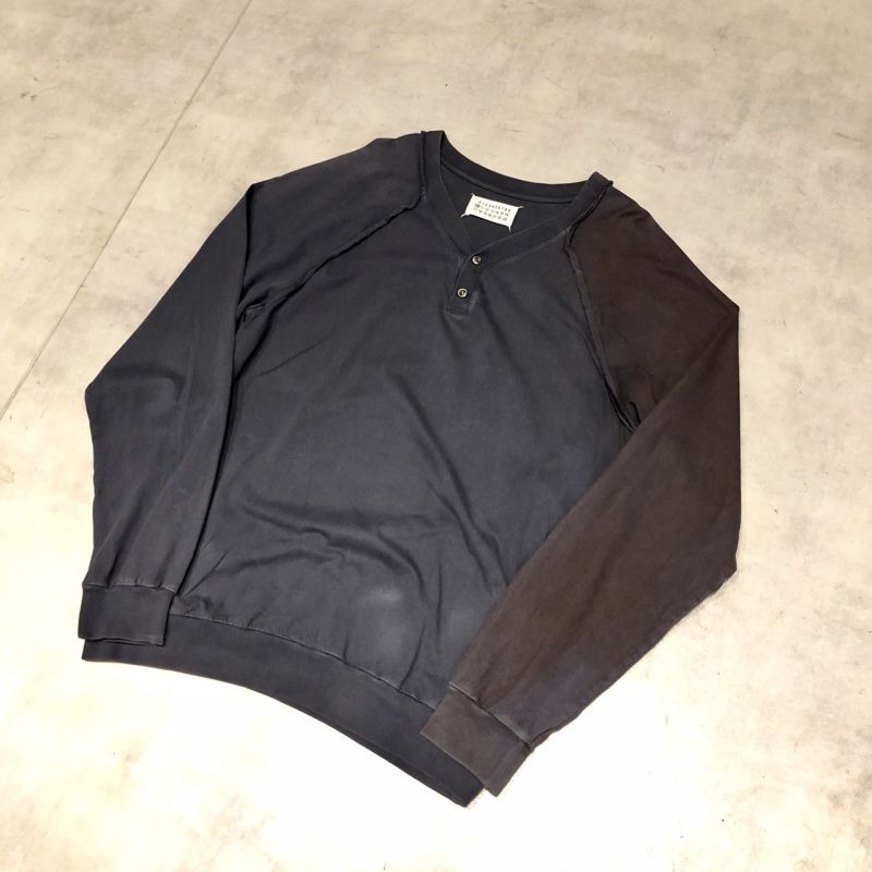 Maison Martin Margiela - Navy ヘンリーネックデザインスウェット