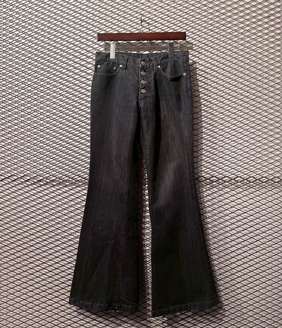 TORNADO MART - Striped Flare Denim Pants - dude online